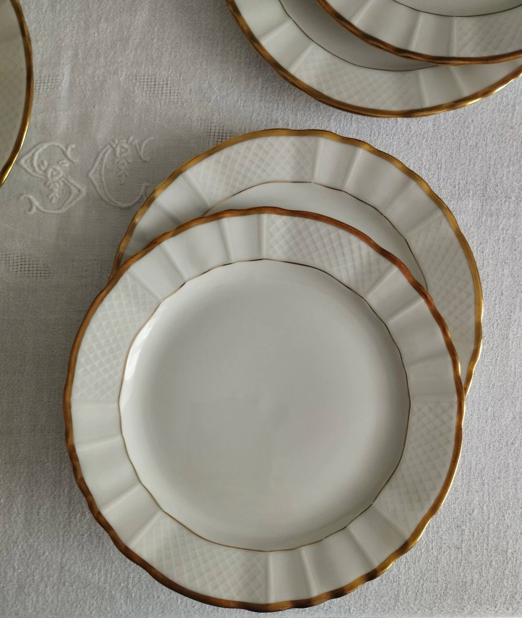 "Pallas" - 6 dessert plates in Limoges porcelain Balleroy & Cie