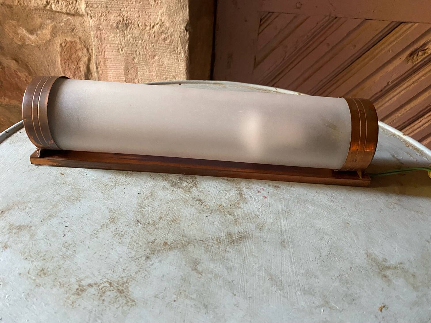 Bauhaus satin glass tube wall light from around 1930.