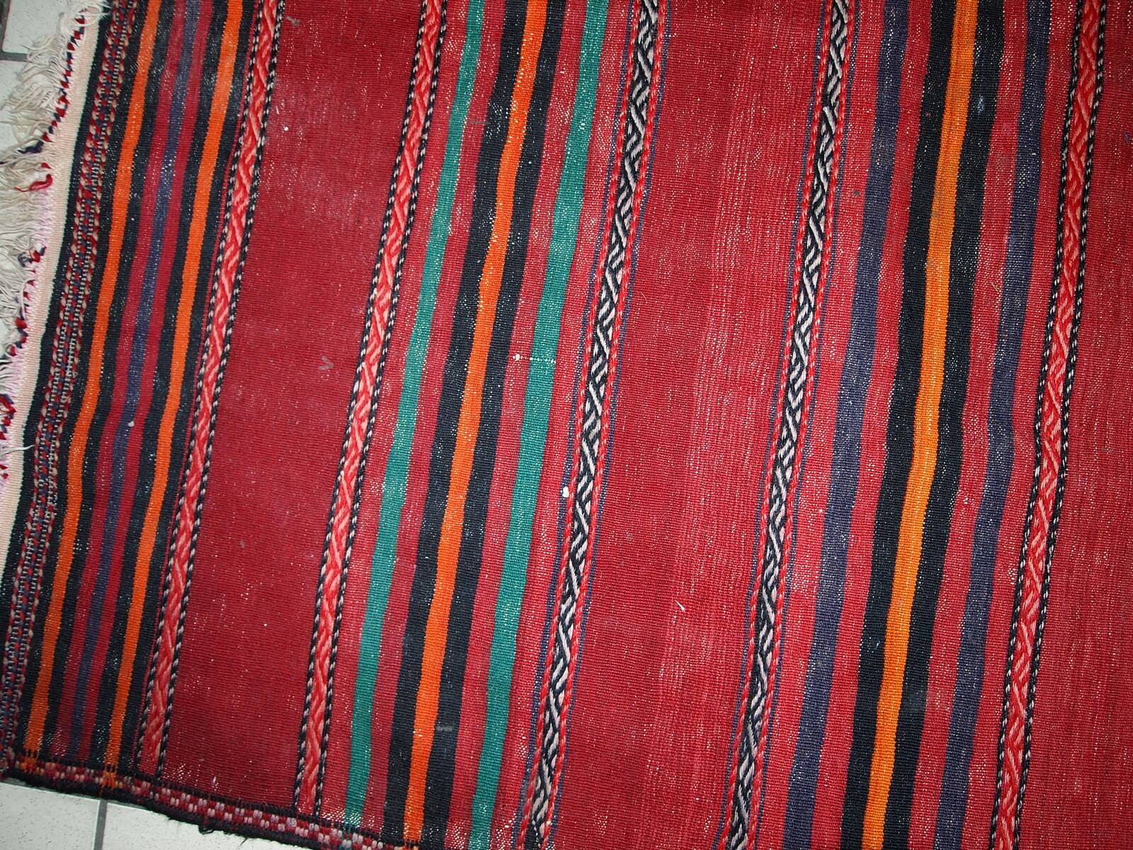 Kilim vintage fait main Ardabil persan 139cm x 288cm (1940s)