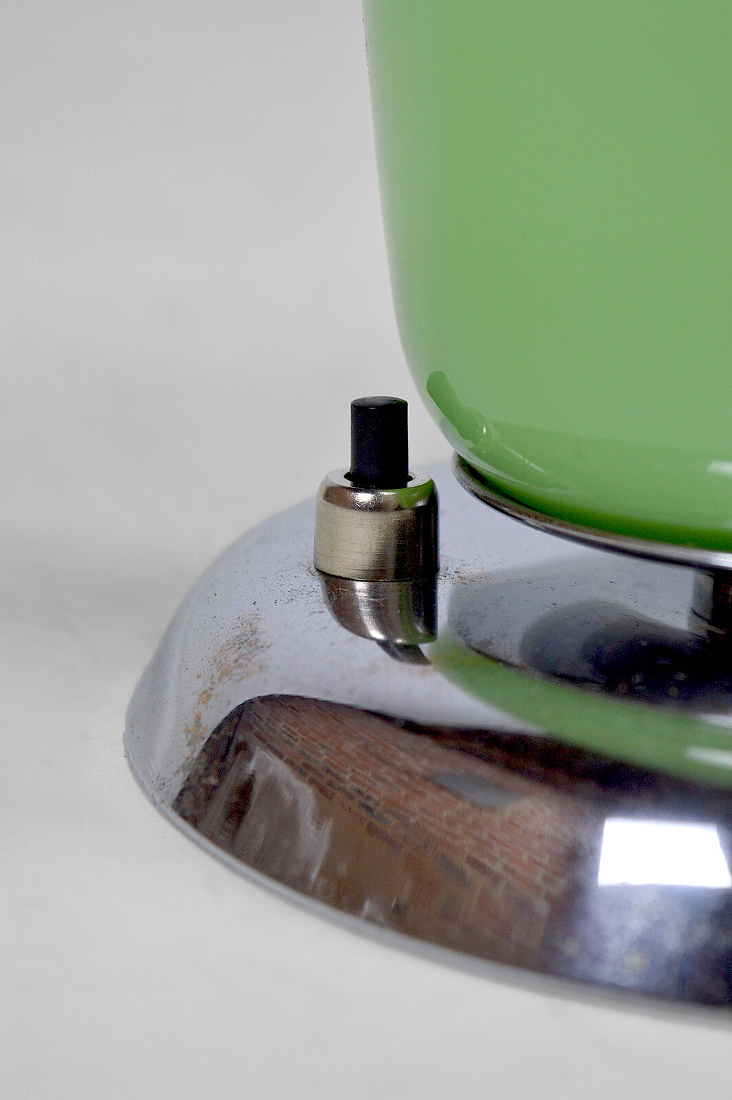 Art Deco lamp in chrome and celadon glass, France, circa 1930