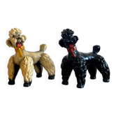 Pair of glazed ceramic poodles, 1960s