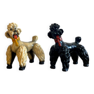 Pair of glazed ceramic poodles, 1960s
