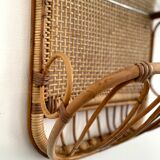 Mid-century bamboo and glass shelf with magazine stand, circa 1960, italy