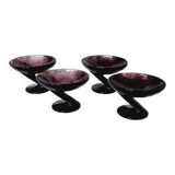 Set of 4 "Zig-Zag" dessert glasses in amethyst crystal Art Deco