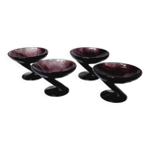 Ensemble de 4 verres à dessert « Zig-Zag » en cristal améthyste Art Déco ta