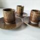 Set of three cups and saucers in pyrite stoneware - Charles Gaudry, Puisaye