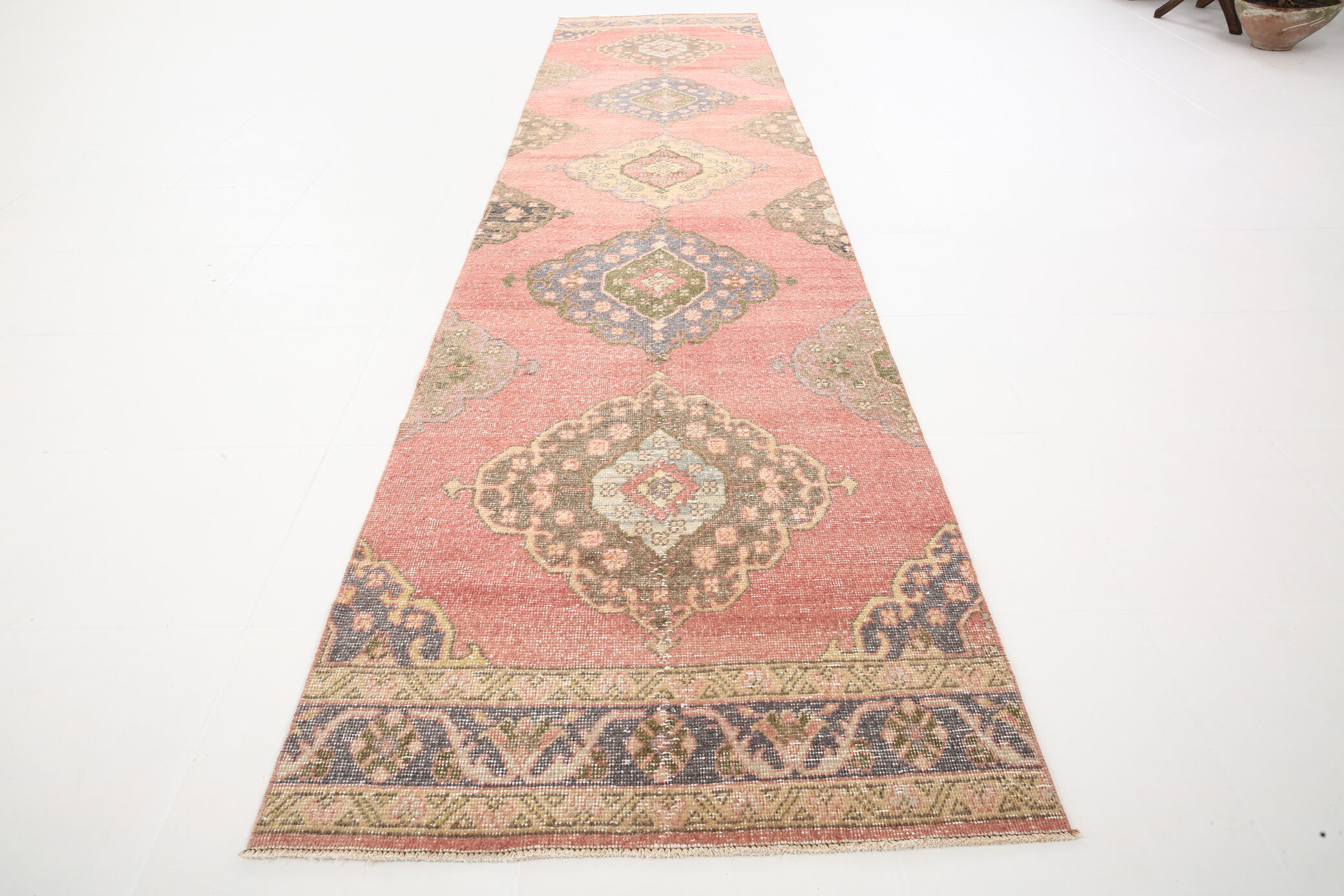 3x11 Vintage Turkish Runner Rug, 91x344Cm