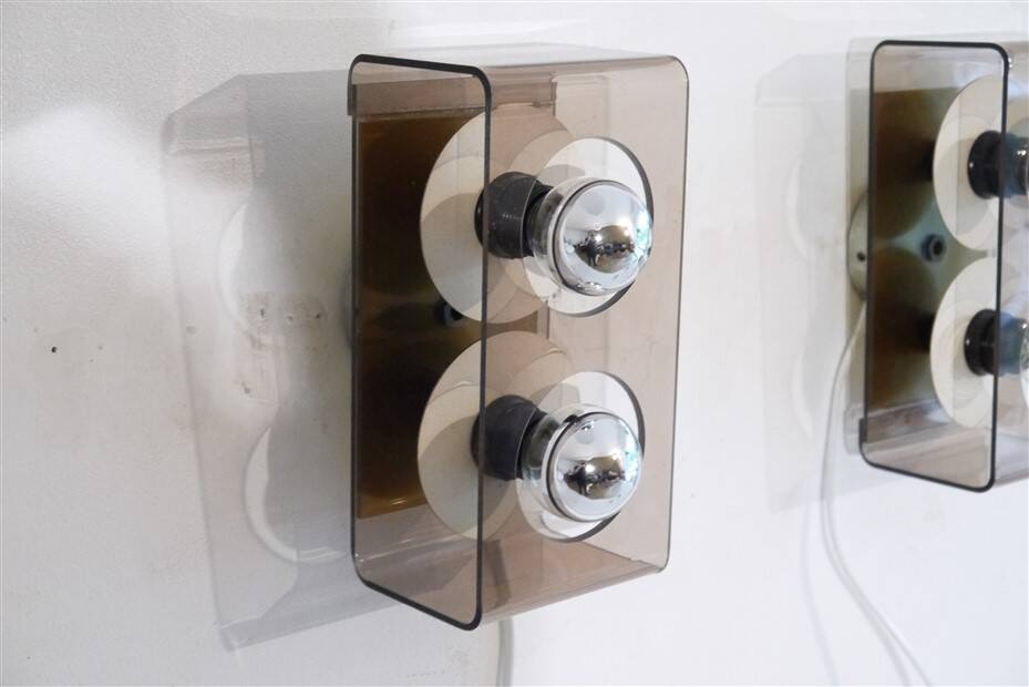 Plexiglas wall lights by Jocelyne Trocmé 1970
