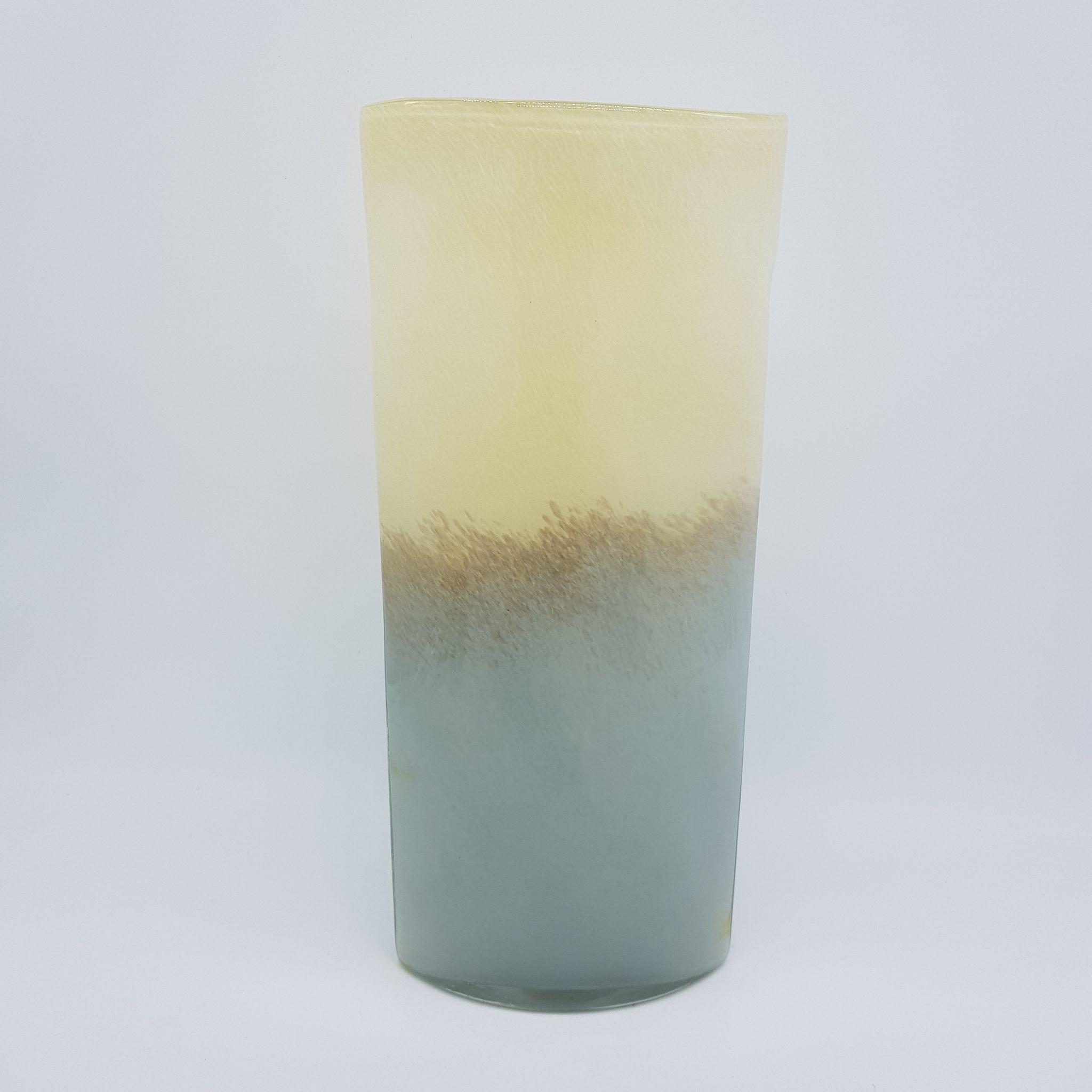 Grey and beige blown glass vase