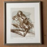 Lithographie originale VIOLONISTE de Claude WEISBUCH, numérotée et signée