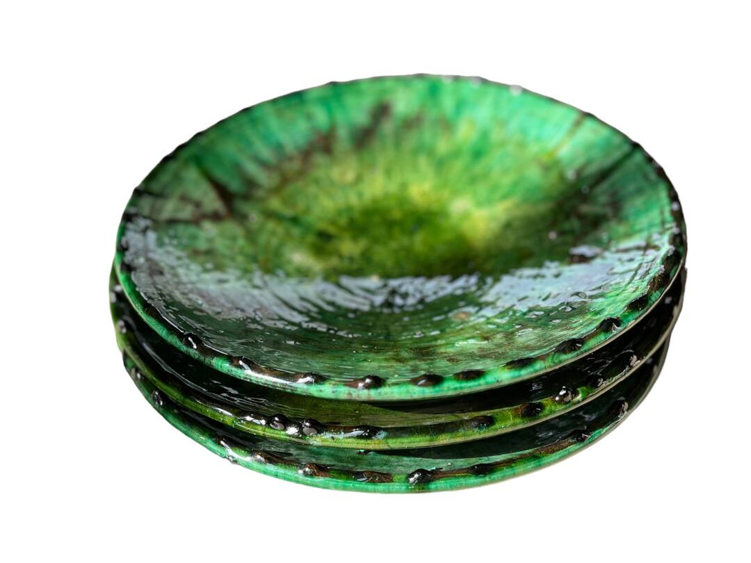 Set of 3 handmade Tamegroute dishes