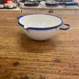 White enamel bowl and blue border