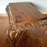 Table basse en fer forgé et bois
