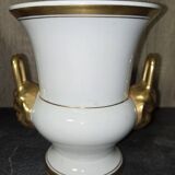 Cache-pot or decorative vase in white porcelain, Empire style.