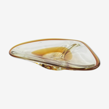 Coupe vide-poche en verre style Murano ambrée vintage