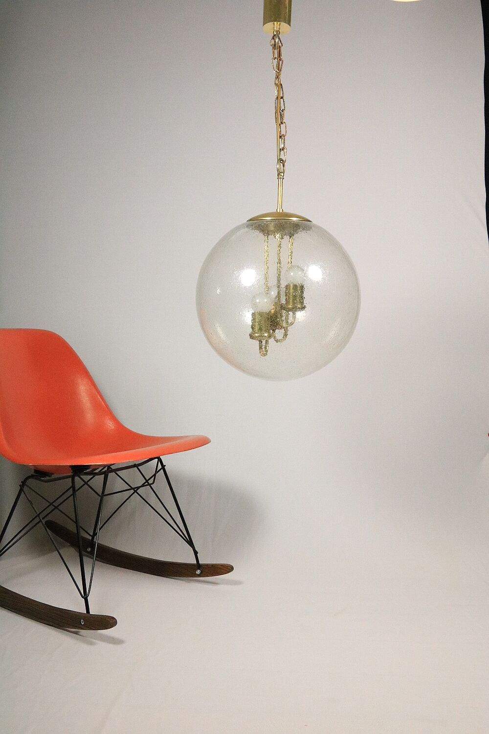Big Ball Vintage lamp, Glass and brass by SAKU, 1970s