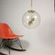 Vintage Big Ball Lamp, Glass and Brass by SAKU, 1970s