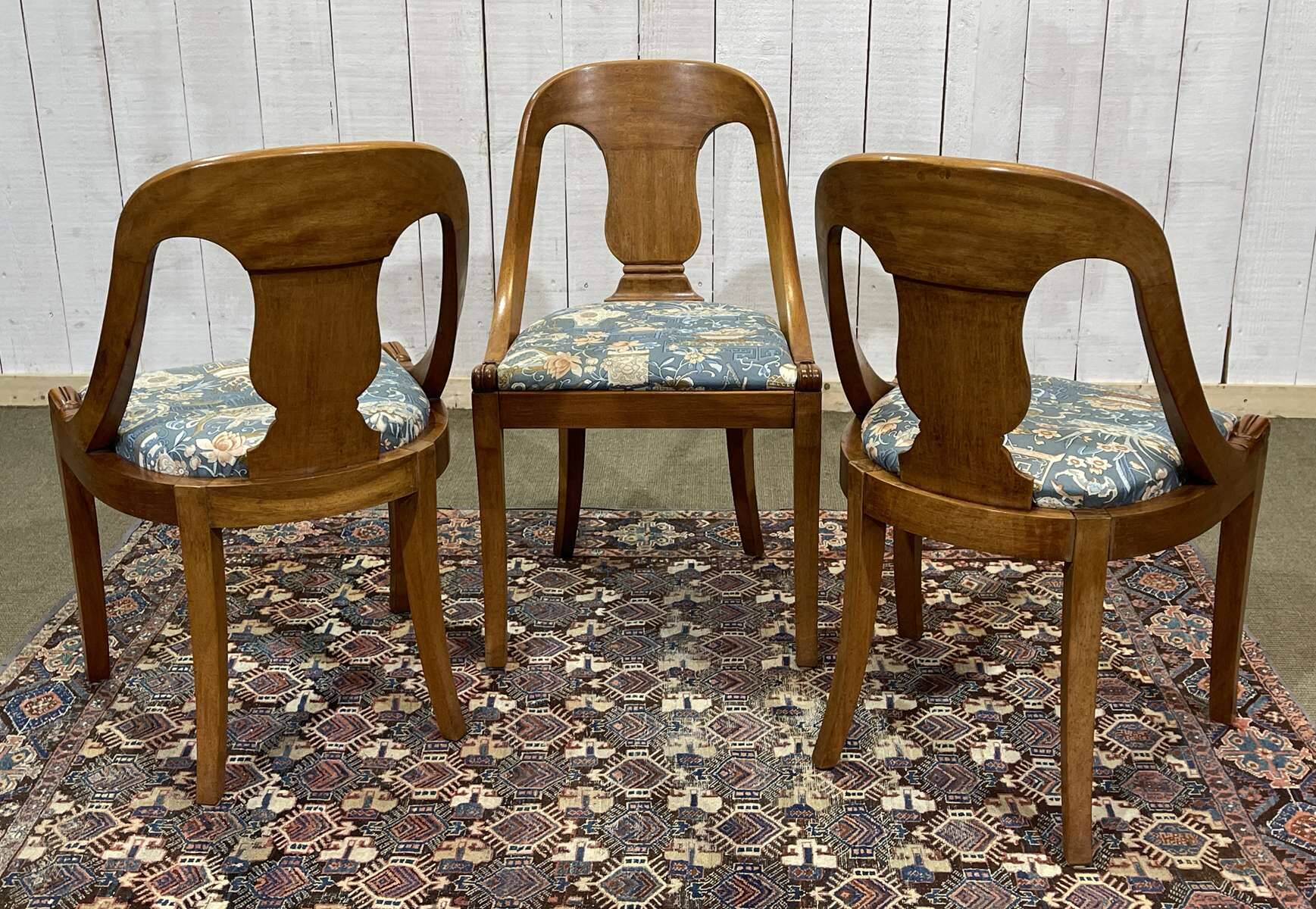 Set of 6 gondola chairs in blond mahogany - 20th century