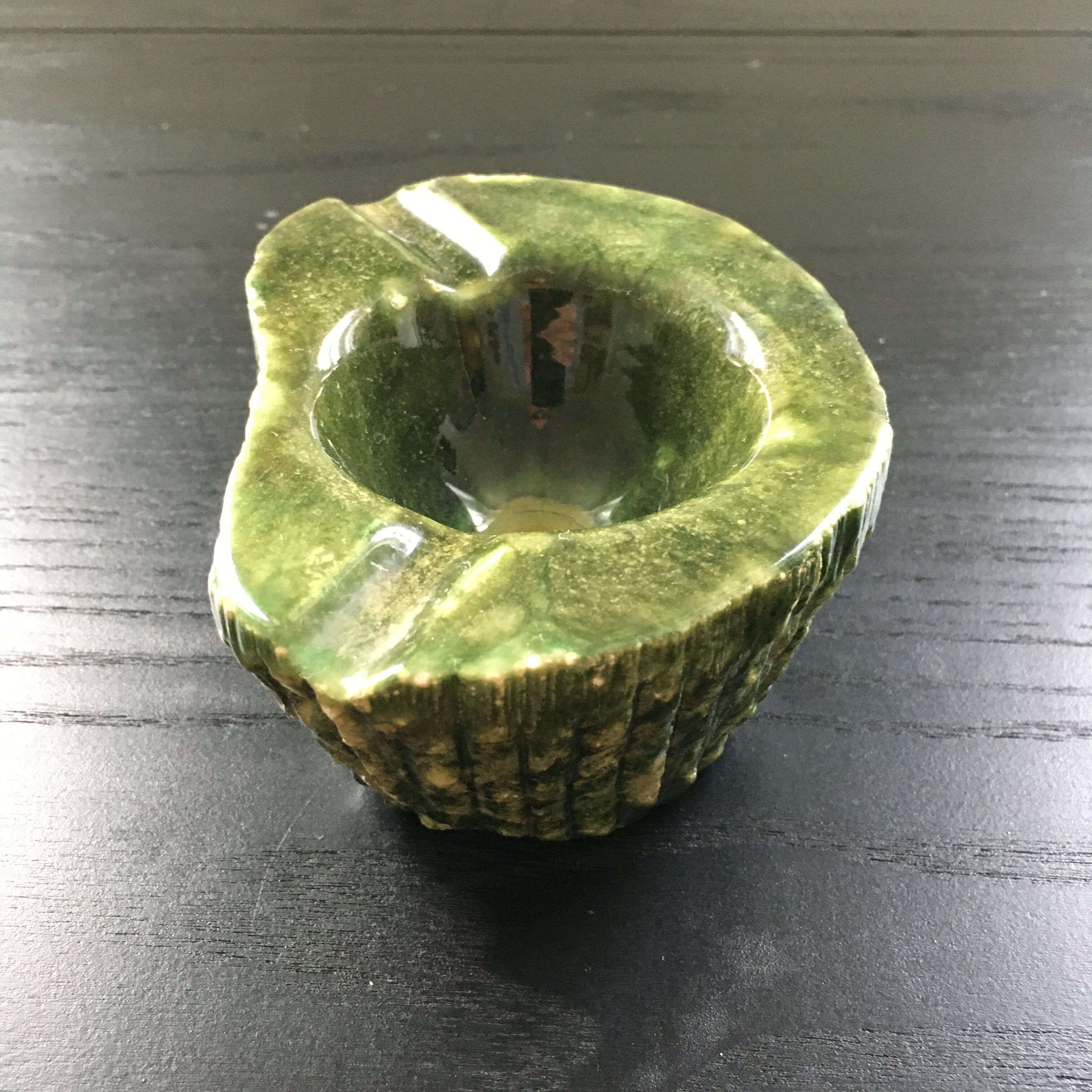 Moss green marble ashtray