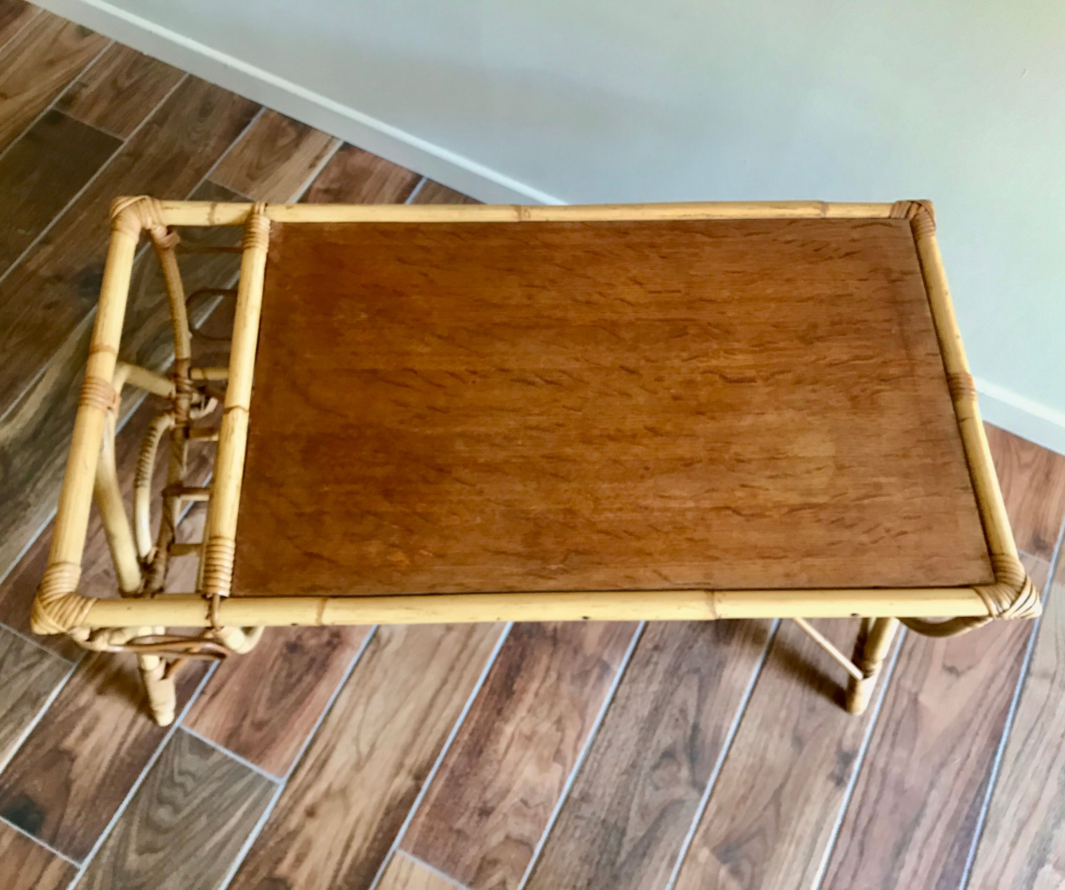 60s rattan coffee table