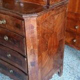 Antique veneered and inlaid commode, 18th century, Northern Italy.