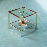 Minimalist coffee table in brass and glass, Regency style from the 1970s.