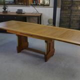 Large solid oak art deco table by Henri Bonjour 1930s