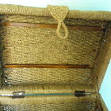 Corsair-style trunk with rounded woven wicker lid, 2 handles - Vintage