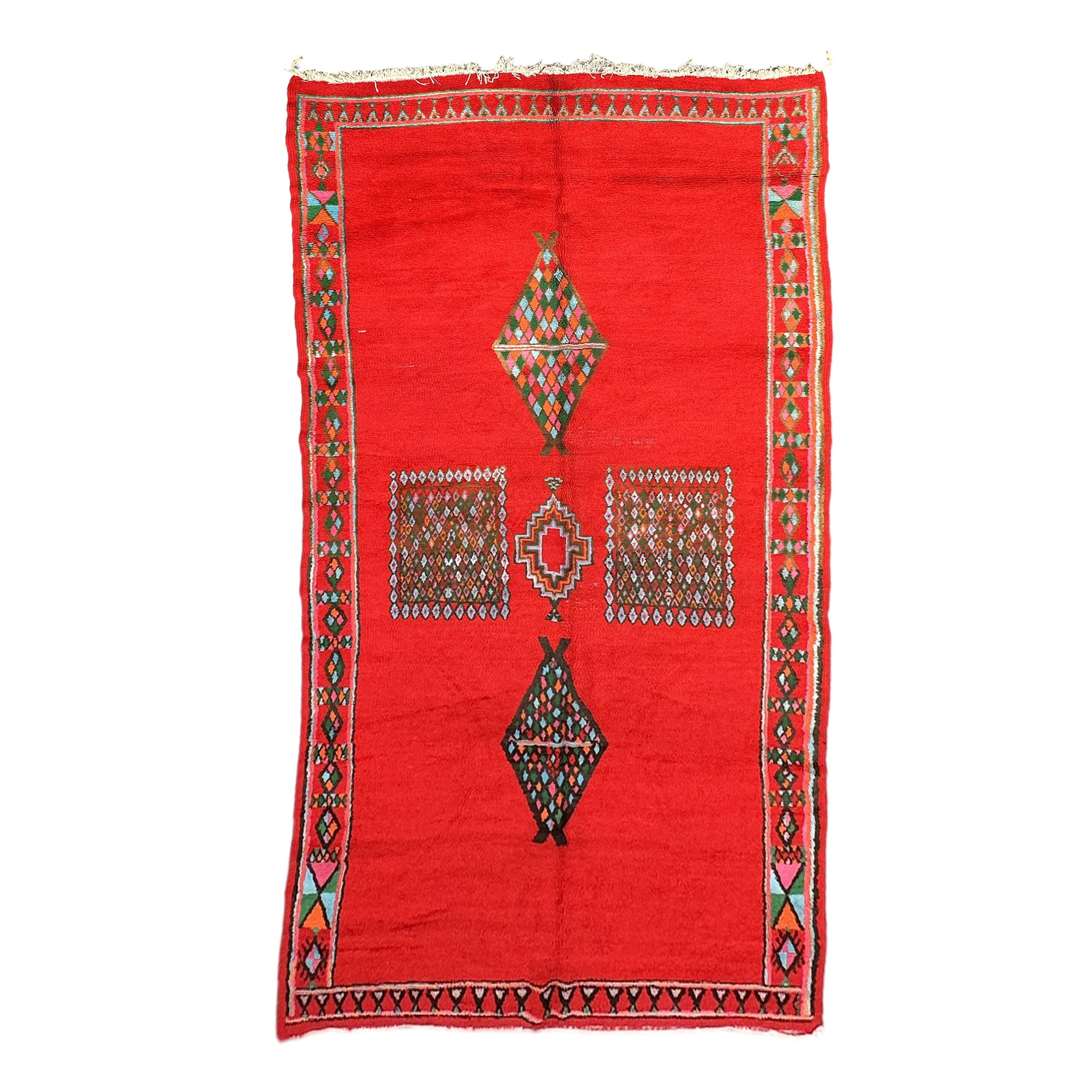 Tapis Marocain Boujad rouge - 443 x 203 cm