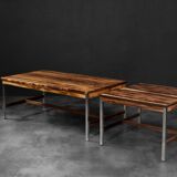 Vintage Mid-Century Modern Swedish Square Rosewood and Aluminium Coffee Table
