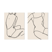 Pair of prints, female silhouette wall art. Set of two, 50x70cm