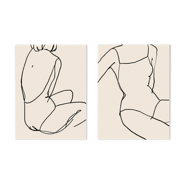 Paire d’estampes art mural de silhouette féminine 50x70cm