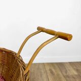 Vintage wicker doll pram cradle