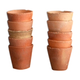10 old terracotta seedling pots