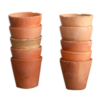 10 old terracotta seedling pots