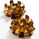 Pair of 70's gilded floral Regency wall or ceiling lamp with large leaves