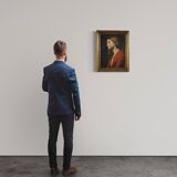 Peinture italienne du 19e siècle, portrait d'une jeune fille