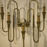 Monumental bronze wall light with 5 arms, neoclassical Art Deco from the 1940s.