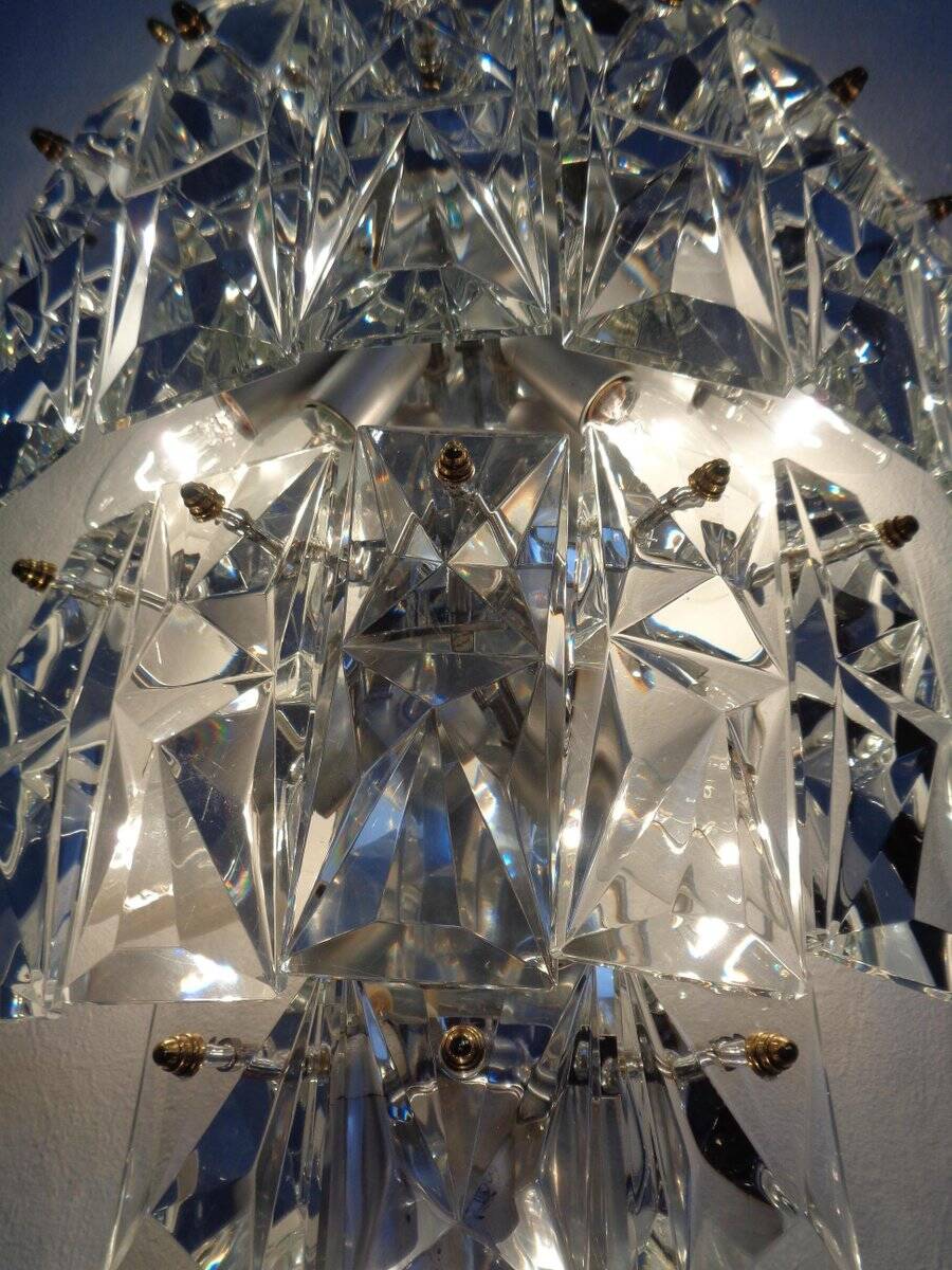 Large crystal glass flush mount from Kinkeldey, Germany, 1970s.