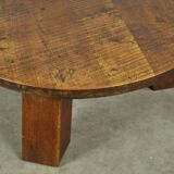 BRUTALIST / massive oak round coffee table / 1970s
