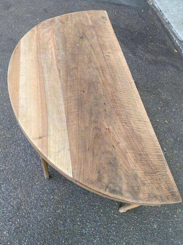 Table à manger console Louis XVI extensible en noyer rénovée du XVIIIème