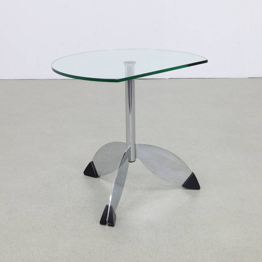 Table d'appoint postmoderne en chrome et verre, années 1980