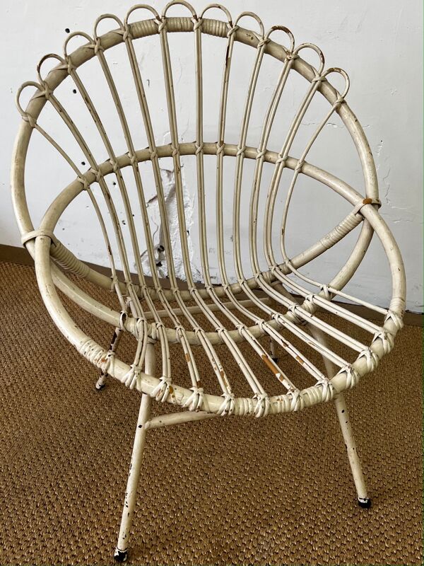 Fauteuil coquille rotin enfant