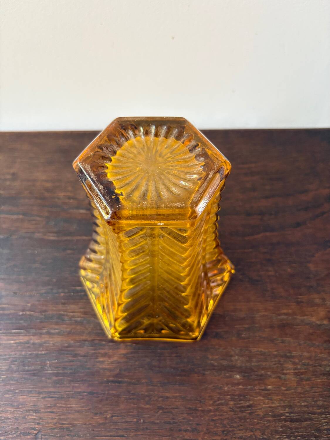 Art Deco vase in molded amber glass