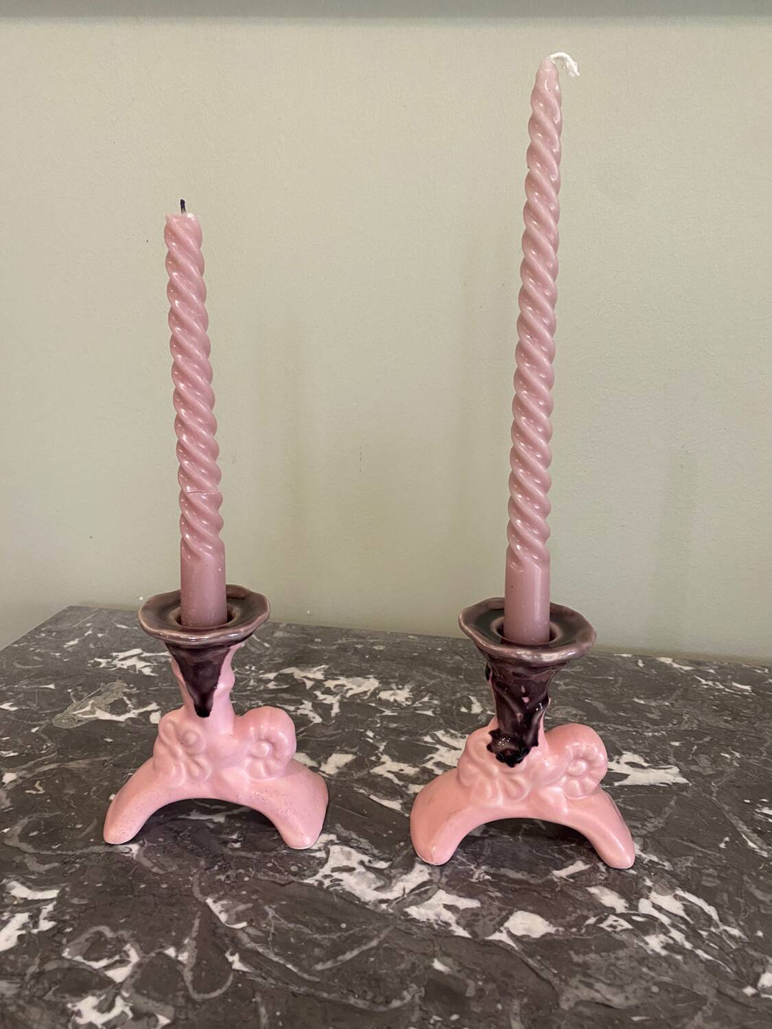 Pair of ceramic candlesticks