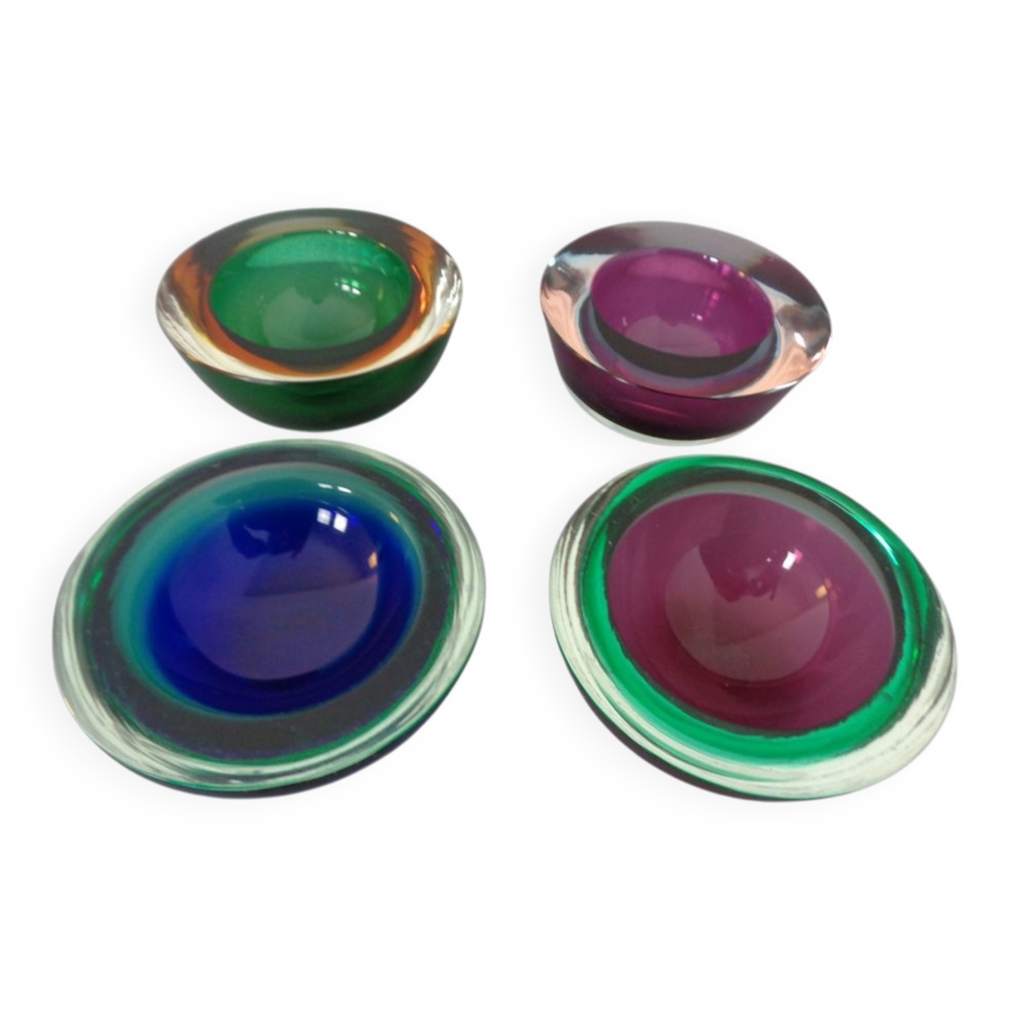 Sommerso Murano Glass Bowls by Flavio Poli, 1960s, Set of 4