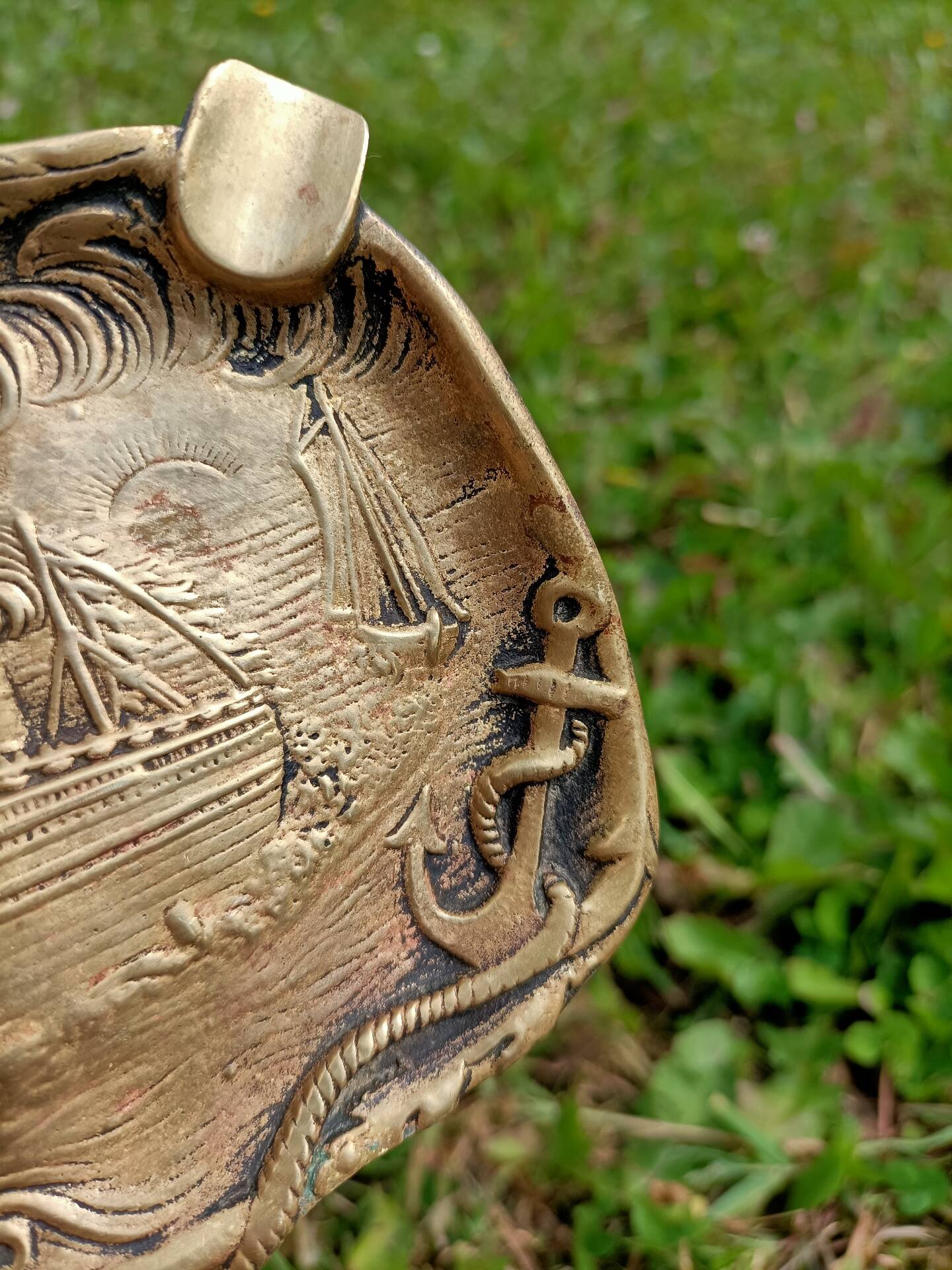 Vintage Brass Ashtray Boats Eagle 💐