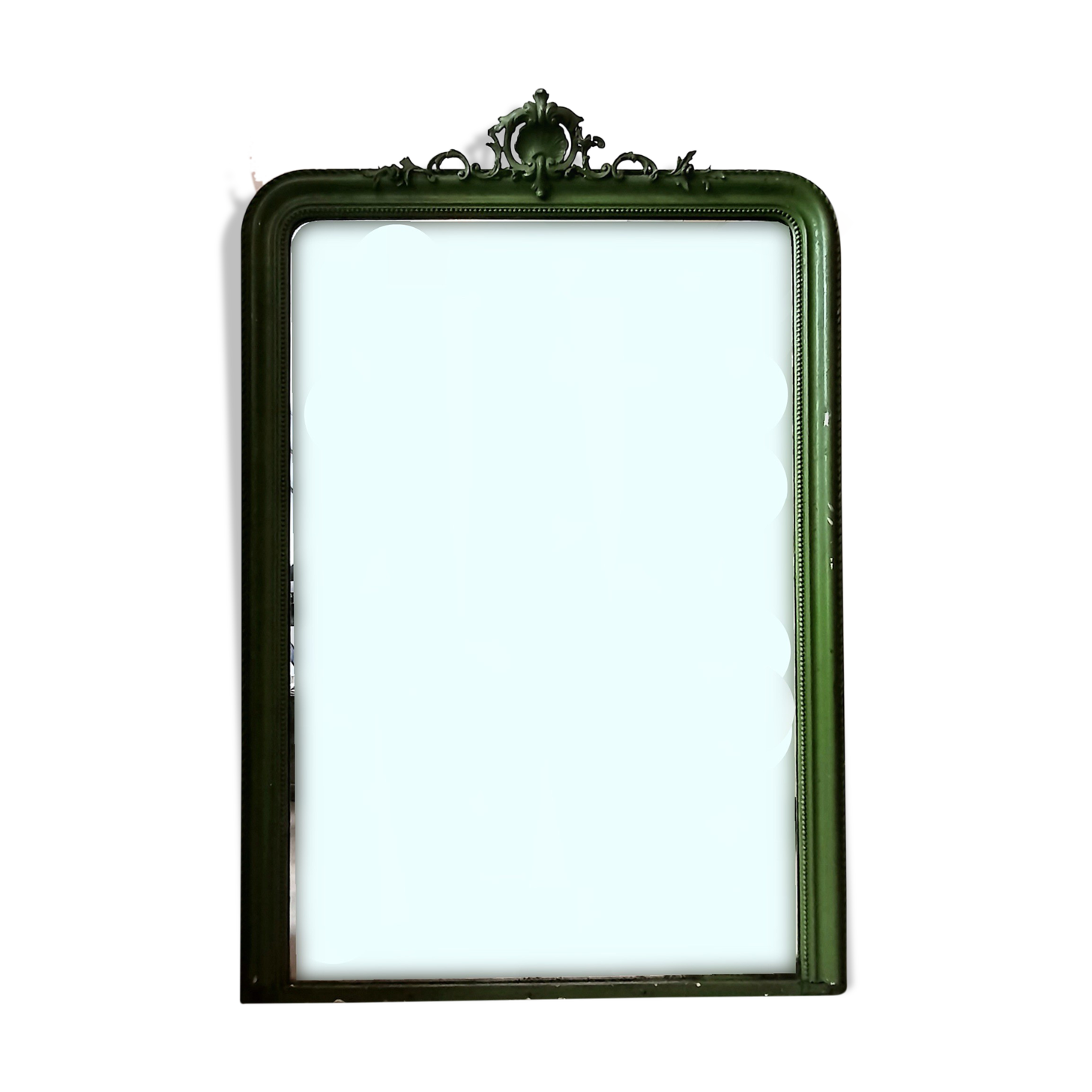 Large Haussmannian mirror of green patinated fireplace tops of nineteenth period 106x154cm