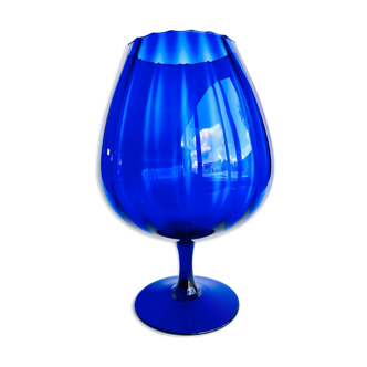Bright blue textured glass vase from the 60s-70s, Italy, Empoli