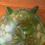 Art deco cut green crystal tripod cut